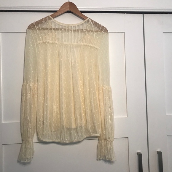 ✨LIKE NEW✨ Free People Sheer Lace Flowy Blouse - Picture 6 of 12